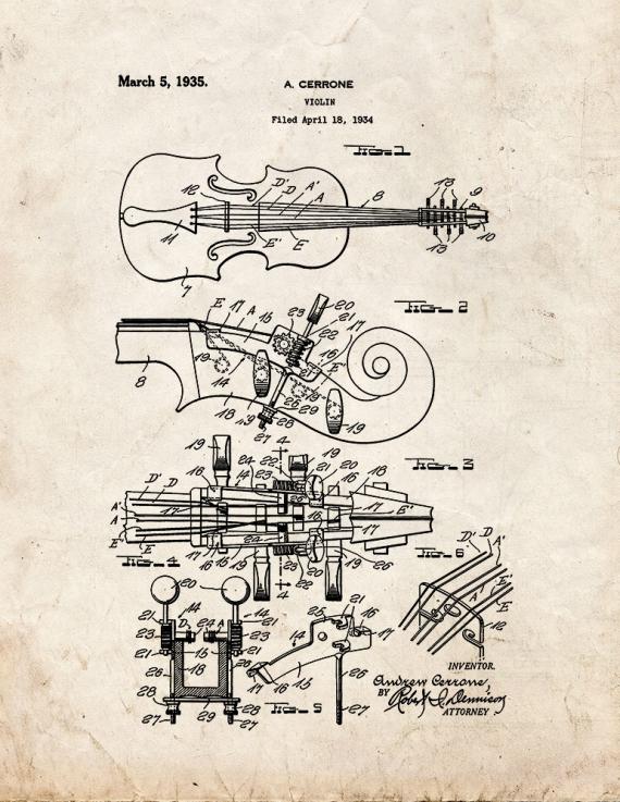 Violin Patent Print