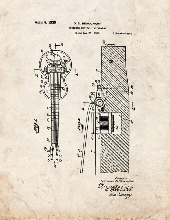 Stringed Musical Instrument Patent Print