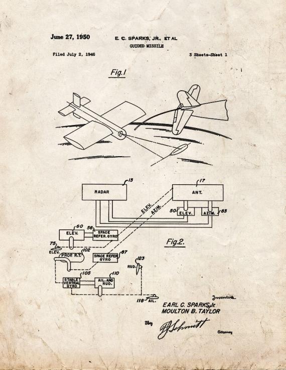 Guided Missile Patent Print