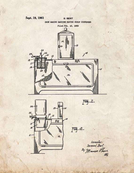 Snow Cone Machine Patent Print