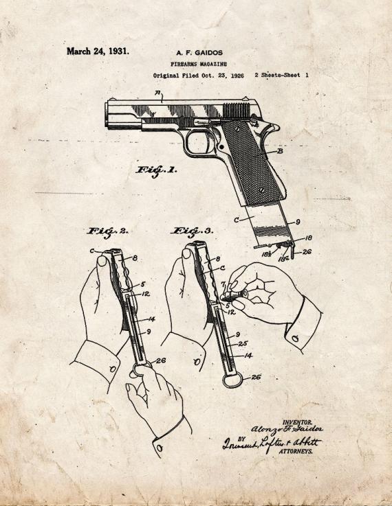 Firearm Magazine Patent Print