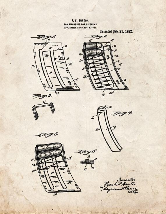 Box Magazine for Firearms Patent Print