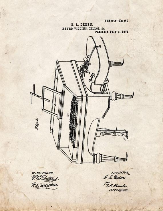 Keyed Violins Patent Print