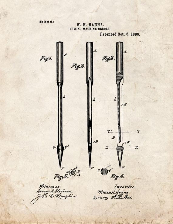 Sewing Machine Needle Patent Print