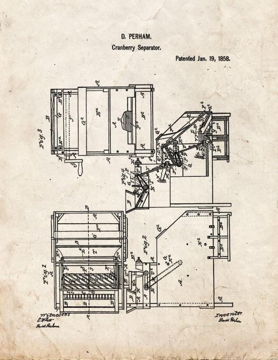 Cranberry Separators Patent Print