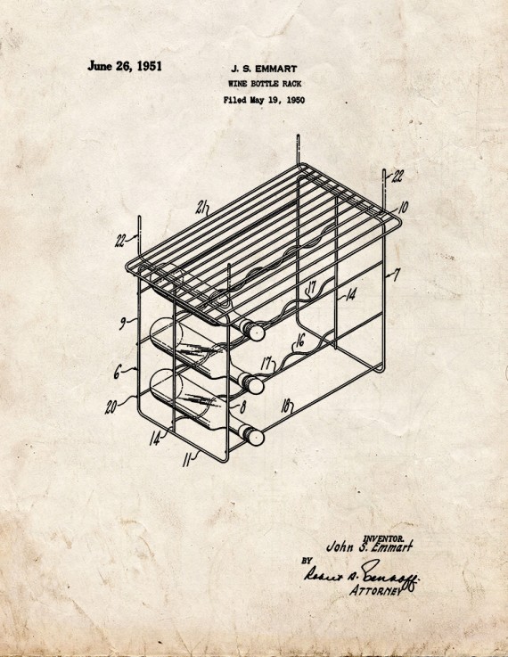 Wine Bottle Rack Patent Print