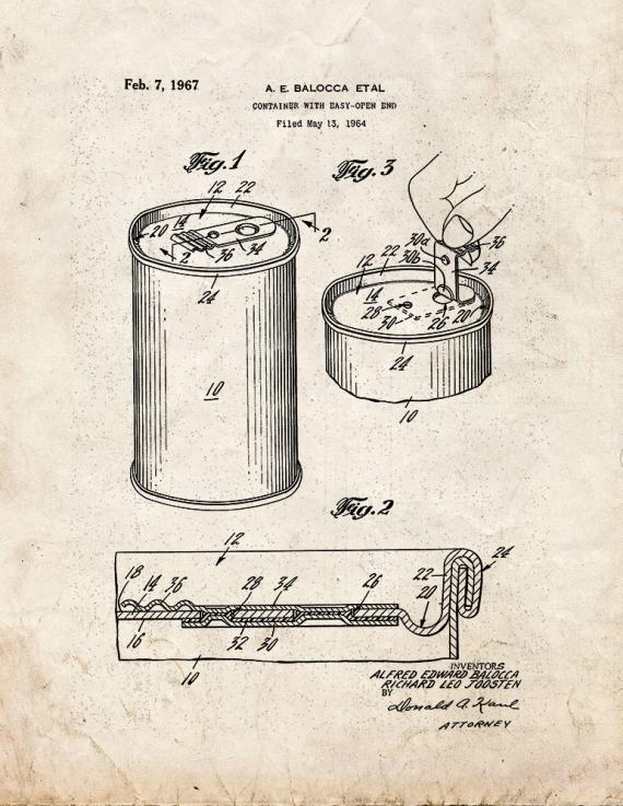 Container With Easy-open End Patent Print
