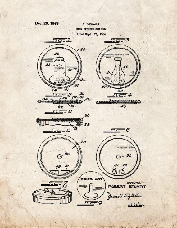 Easy Opening Can End Patent Print