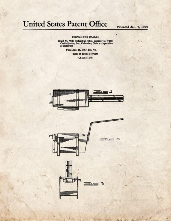 French Fry Basket Patent Print