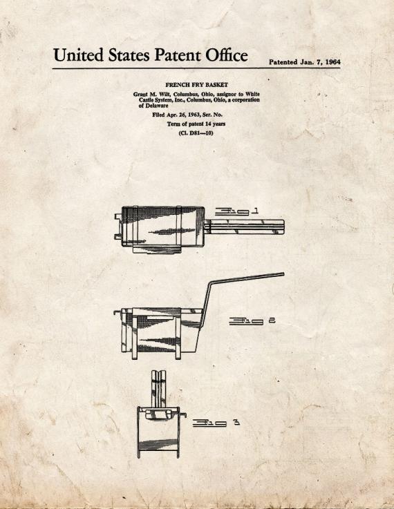 French Fry Basket Patent Print