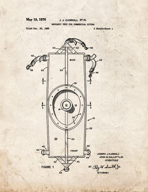 Buoyancy Vest for Commercial Diving Patent Print