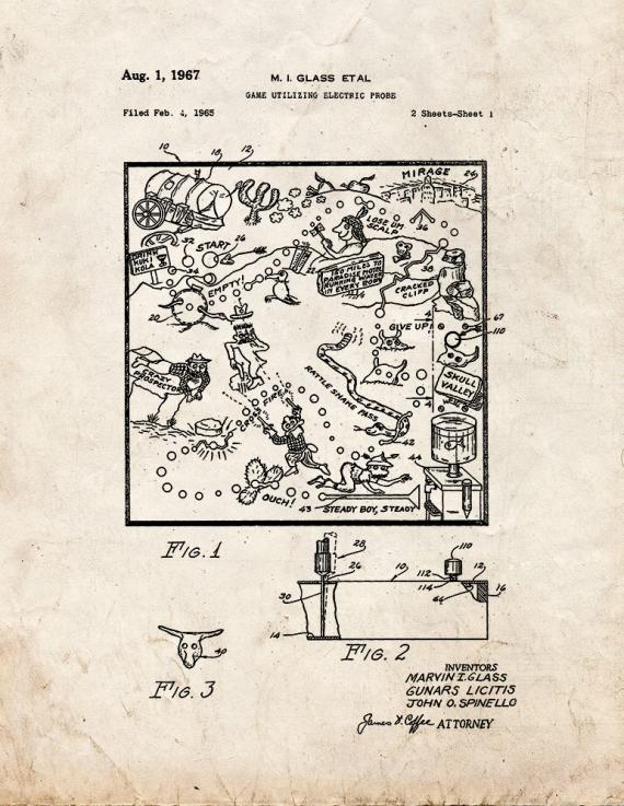 Game Utilizing Electric Probe - Pre-Operation Game Patent Print
