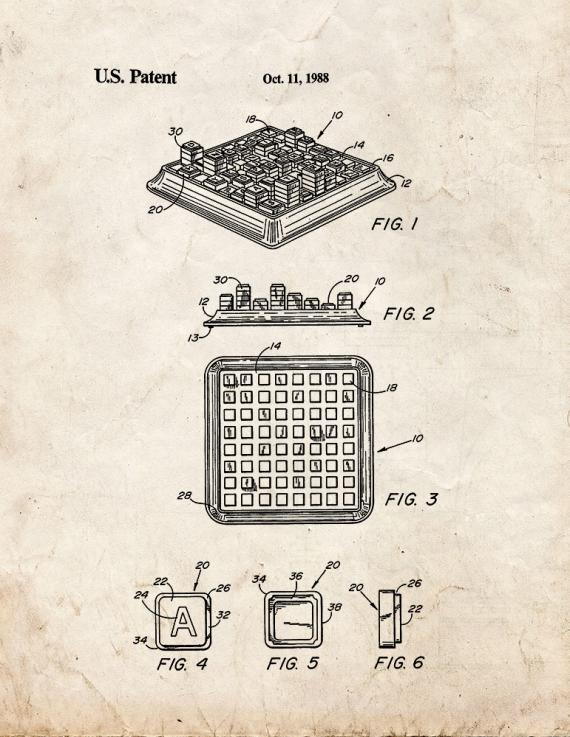Upwords Game Patent Print