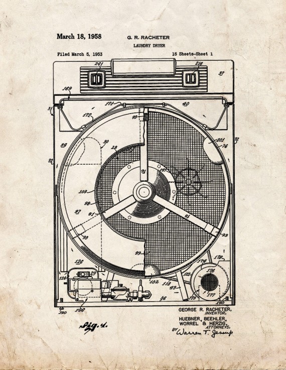 Laundry Dryer Patent Print