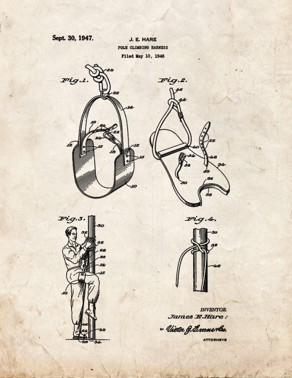 Pole Climbing Harness Patent Print