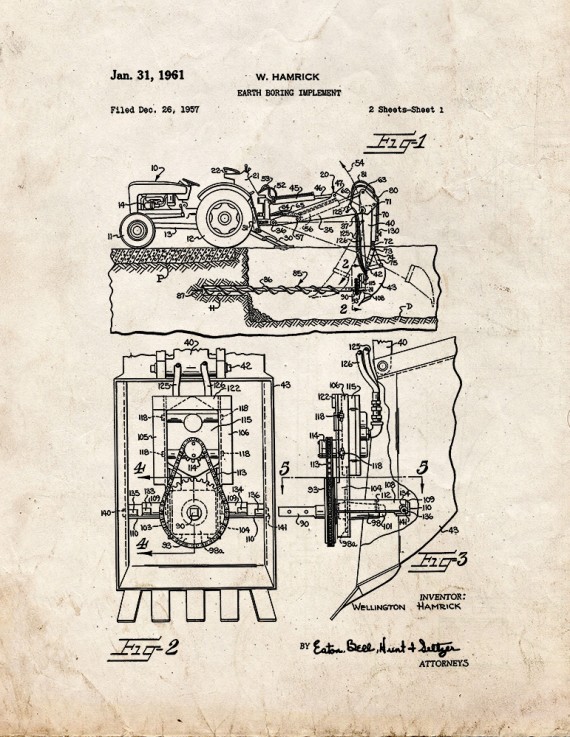 Earth Boring Implement Patent Print