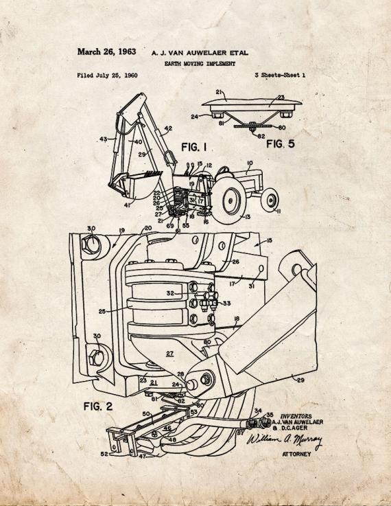 Earth Moving Implement Patent Print