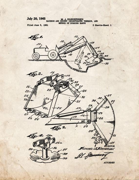 Backhoe Patent Print