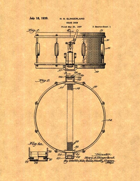 Snare Drum Patent Print