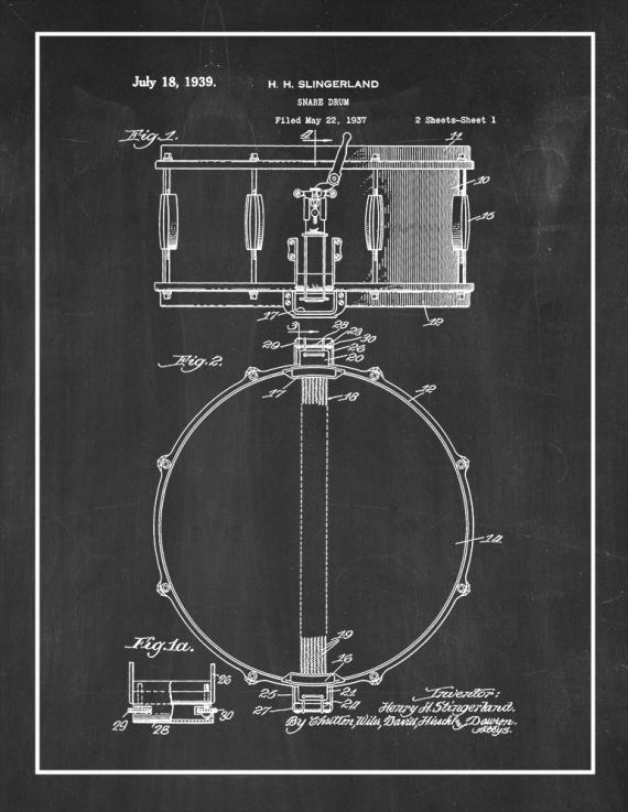 Snare Drum Patent Print