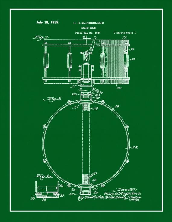 Snare Drum Patent Print