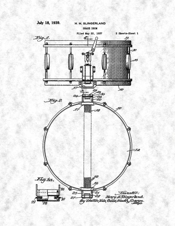 Snare Drum Patent Print