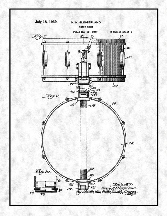 Snare Drum Patent Print