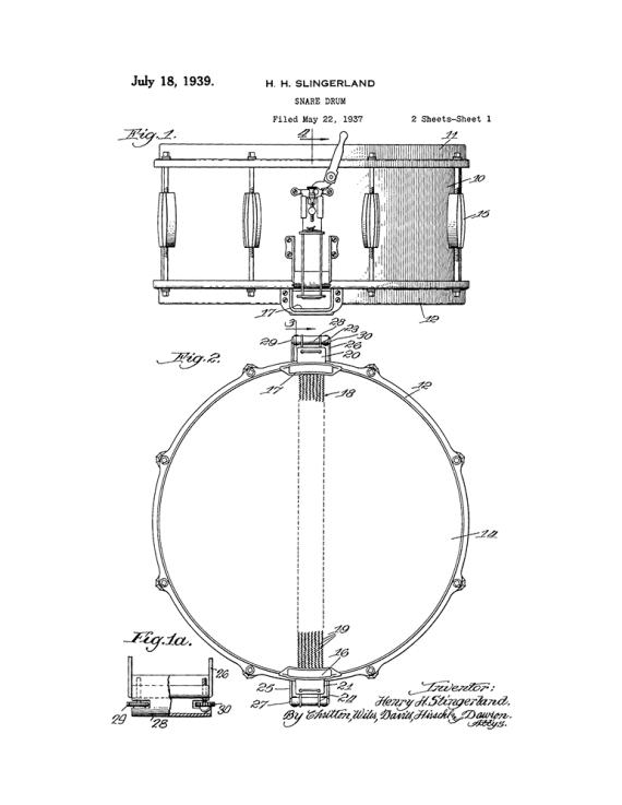 Snare Drum Patent Print