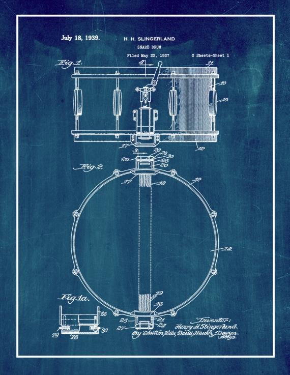 Snare Drum Patent Print