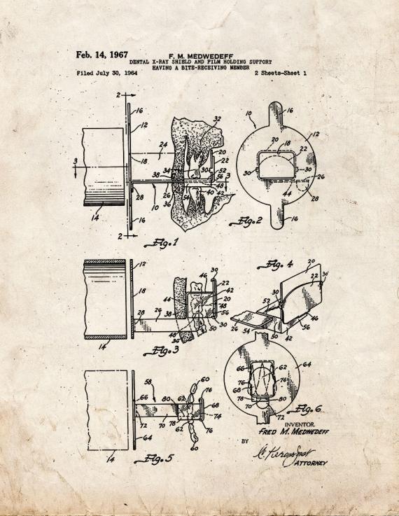 Dental X-ray Shield and Film Holding Support Having A Bite-receiving Member Patent Print