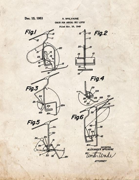 Chair for Aerial Skilifts Patent Print