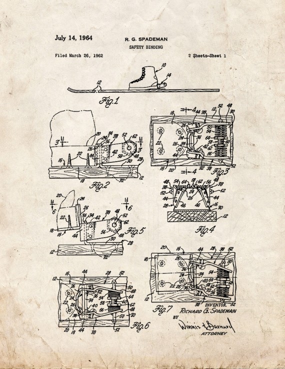 Ski Safety Binding Patent Print