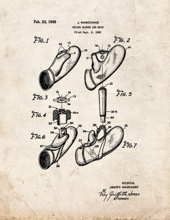 Sking Gloves and Mits Patent Print