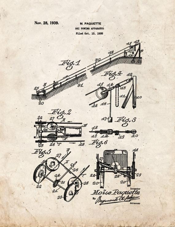 Ski Towing Apparatus Patent Print