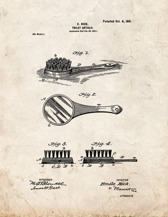Hair Brush Patent Print
