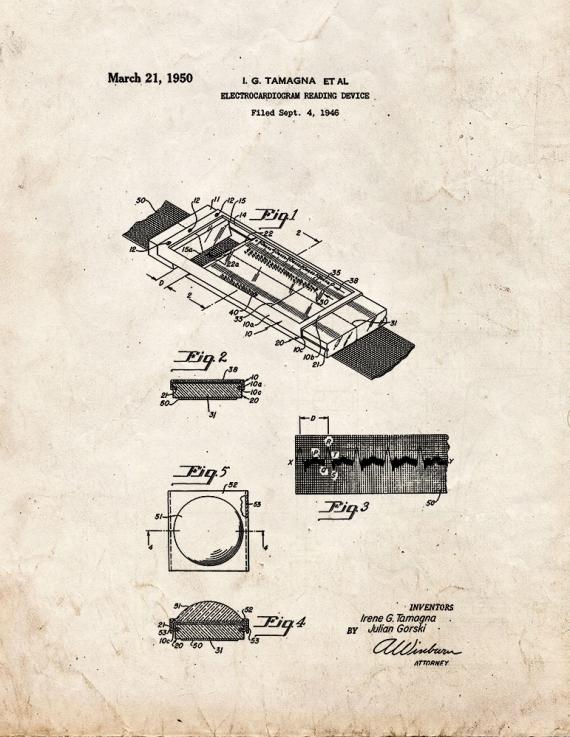 Electrocardiogram Reading Device Patent Print