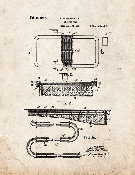 Skating Rink Patent Print