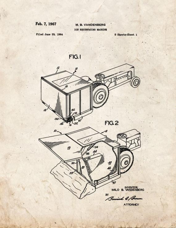 Ice Resurfacing Machine Patent Print