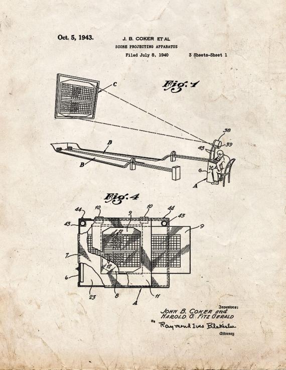 Score Projecting Apparatus Patent Print