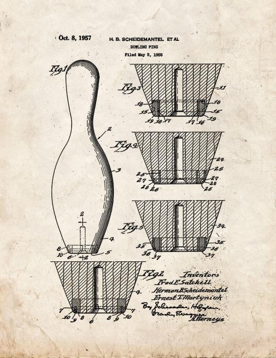 Bowling Pins Patent Print