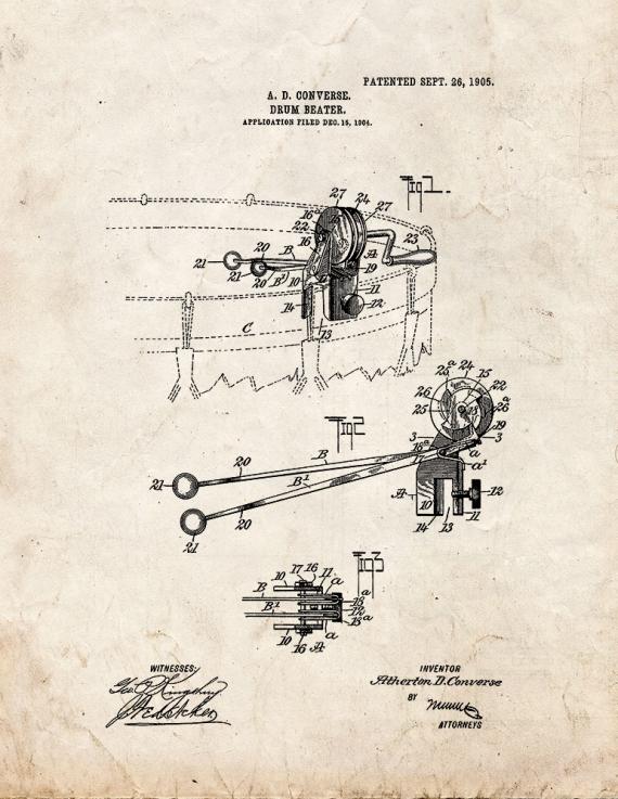 Drum-beater Patent Print