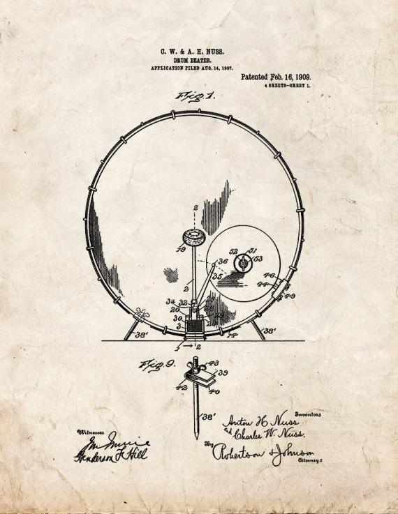 Drum-beater Patent Print