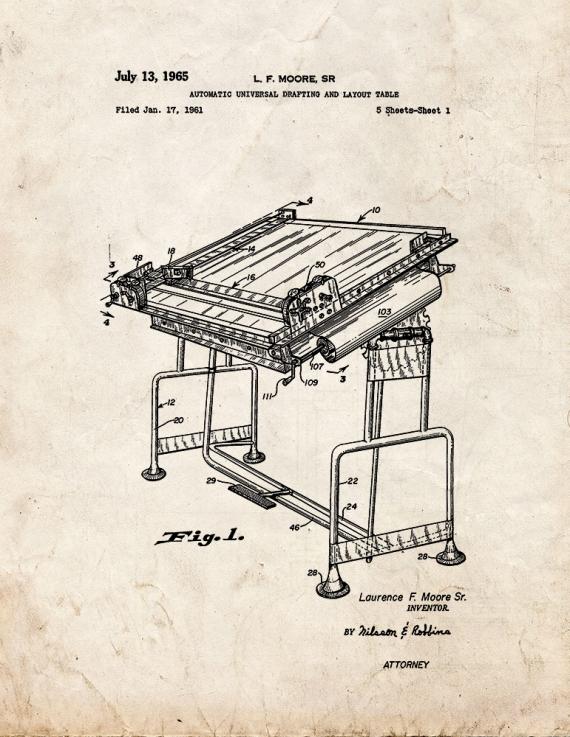 Automatic Universal Drafting and Layout Table Patent Print