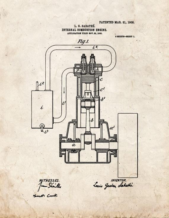 Internal-combustion Engine Patent Print