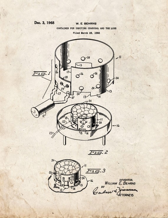 Container for Igniting Charcoal Patent Print