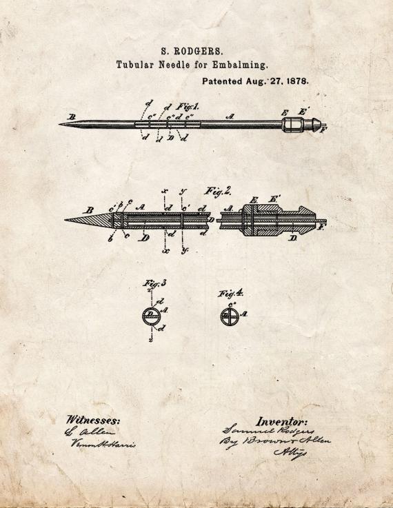 Tubular Needles For Embalming Patent Print