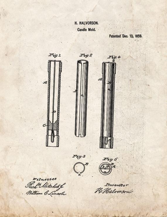 Candle Mold Patent Print