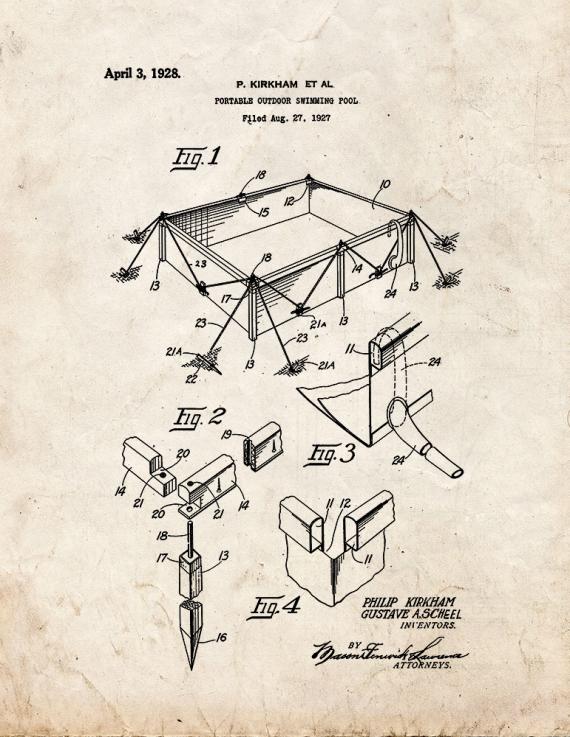 Portable Outdoor Swimming Pool Patent Print