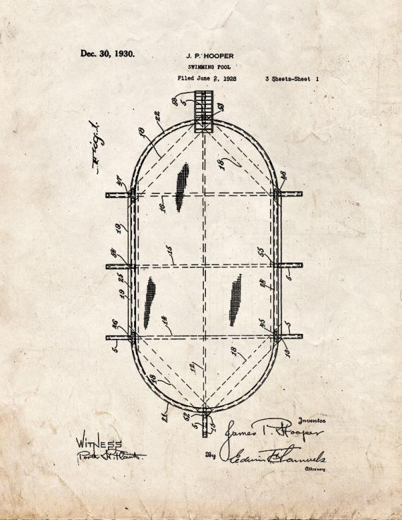 Swimming Pool Patent Print