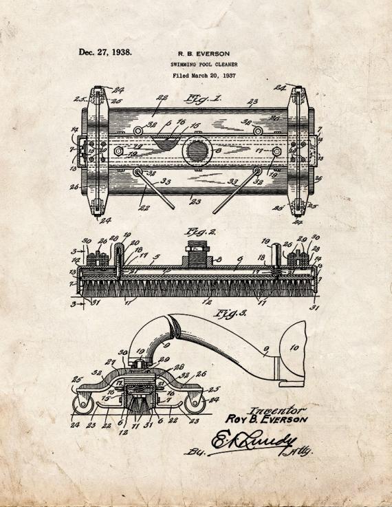 Swimming Pool Cleaner Patent Print